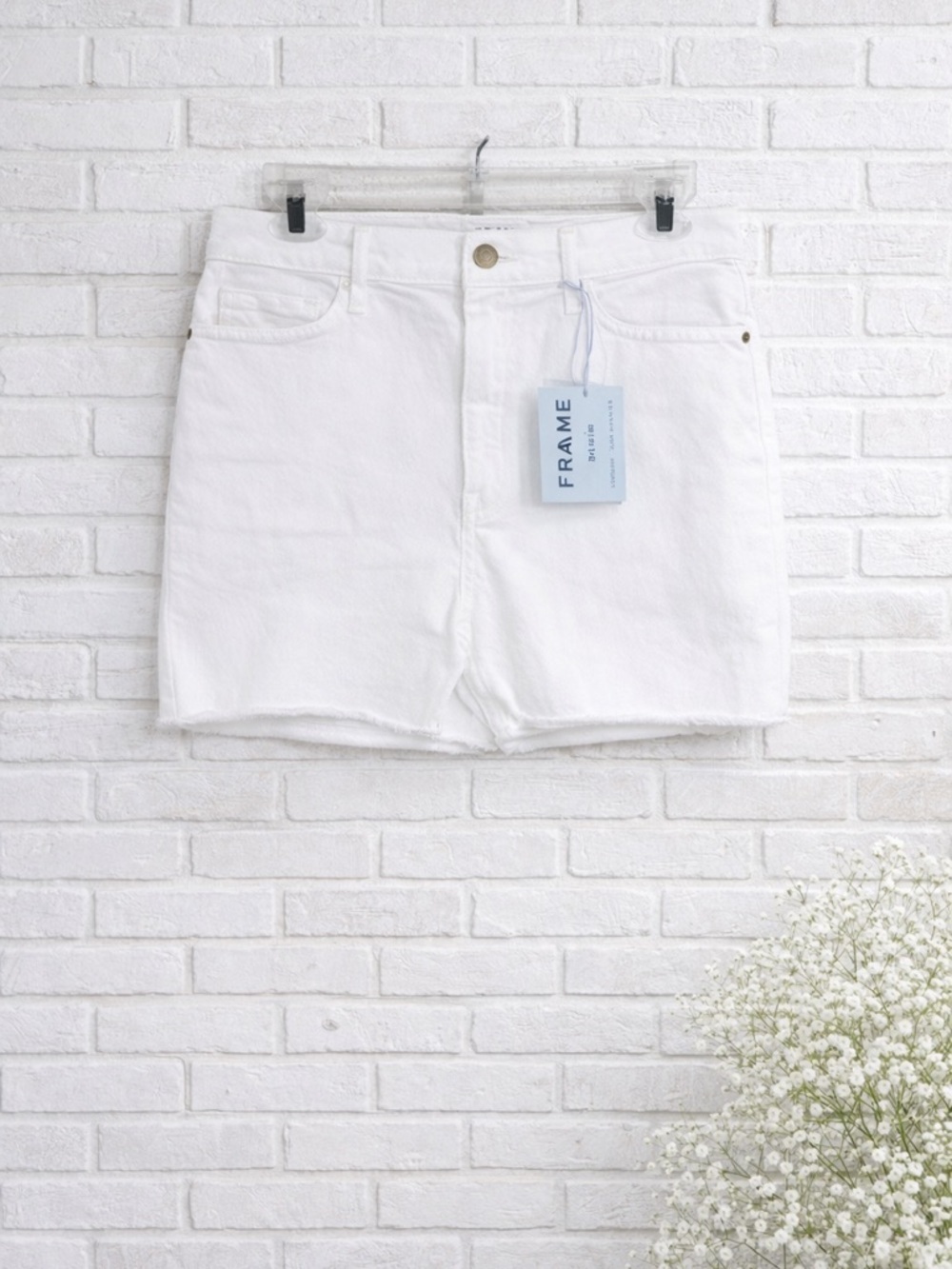 Frame NWT Le Mini Split Front Blanc Denim …